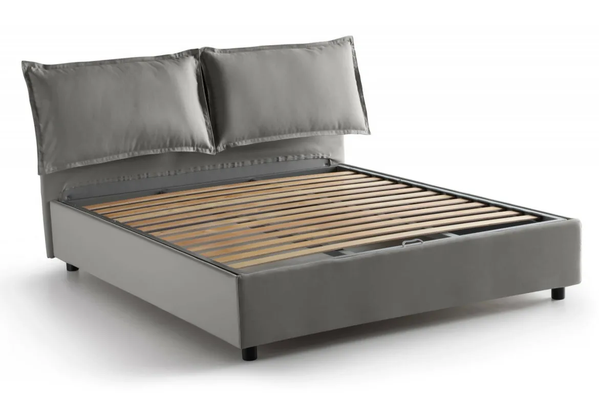 Letto matrimoniale contenitore grigio 175x205cm con materasso - Amelinda