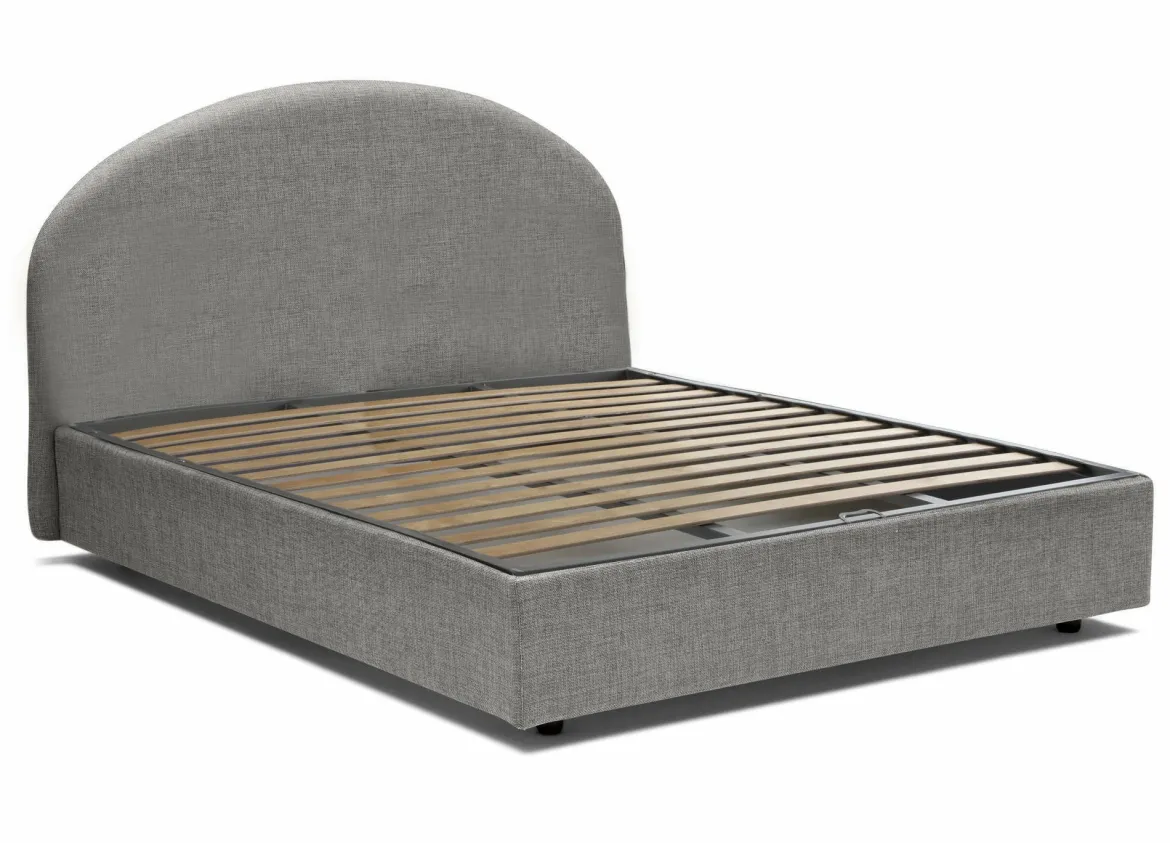 Letto matrimoniale contenitore grigio 175x205cm rivestimento in tessuto - Archivio