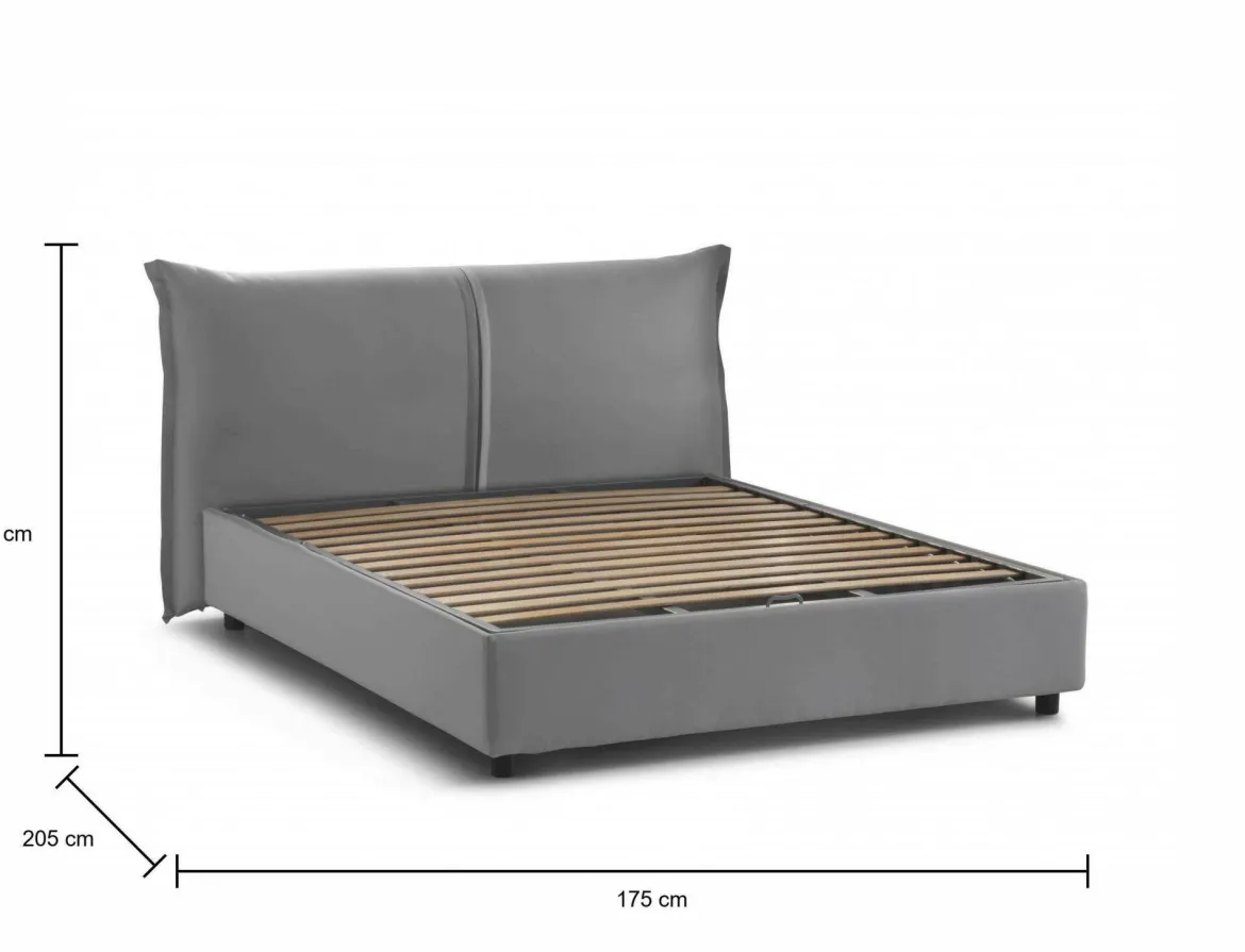 Letto matrimoniale contenitore grigio 175x205cm struttura in legno - Alabaster
