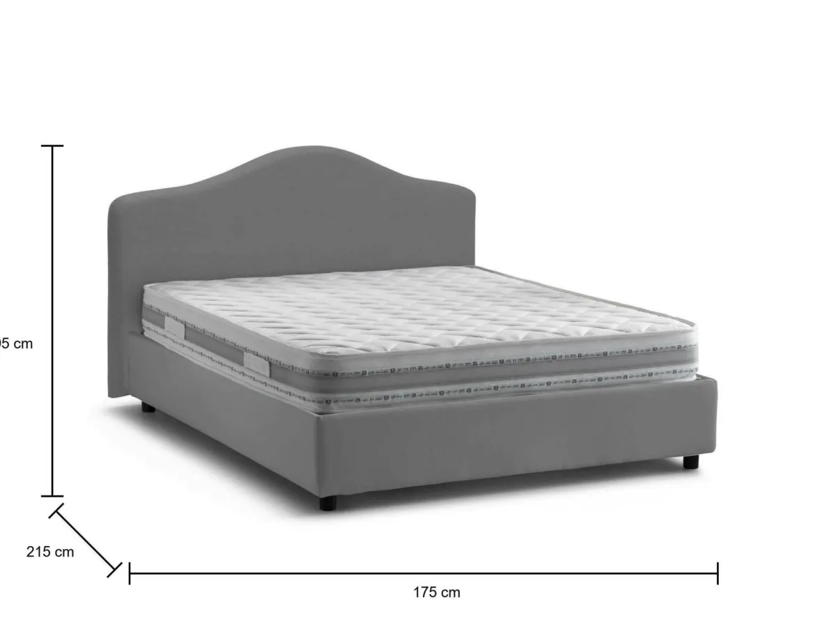 Letto matrimoniale contenitore grigio 175x215cm chic - Amy