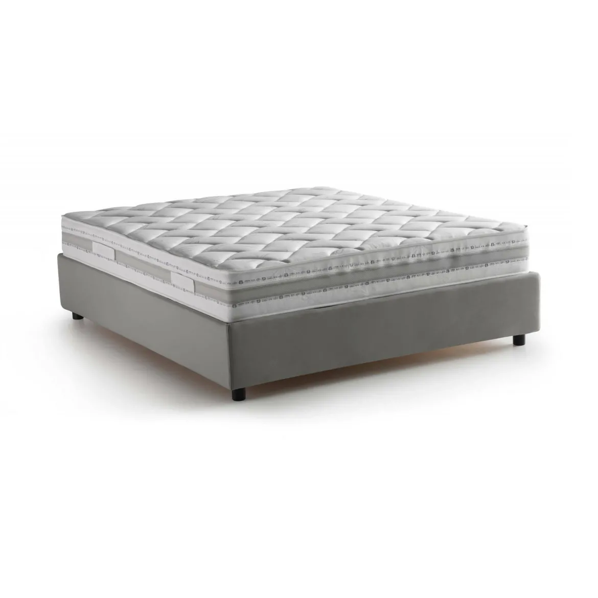 Letto matrimoniale contenitore grigio 175x215cm porta oggetti - Geras