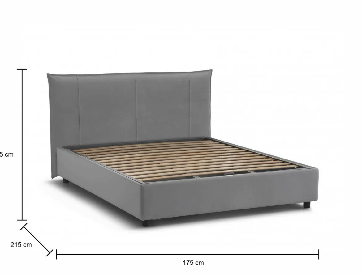Letto matrimoniale contenitore grigio 175x215cm salvaspazio - Aishia