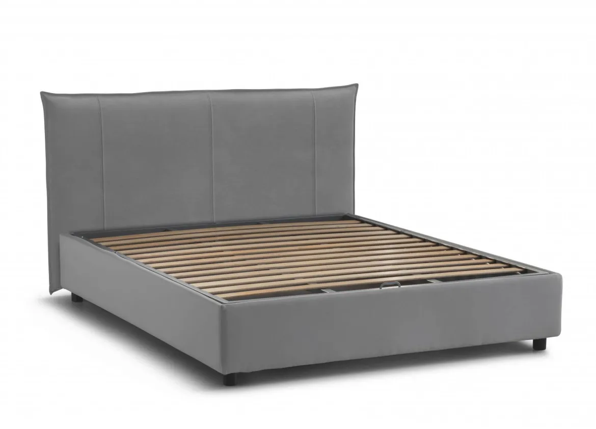 Letto matrimoniale contenitore grigio 175x215cm salvaspazio - Aishia