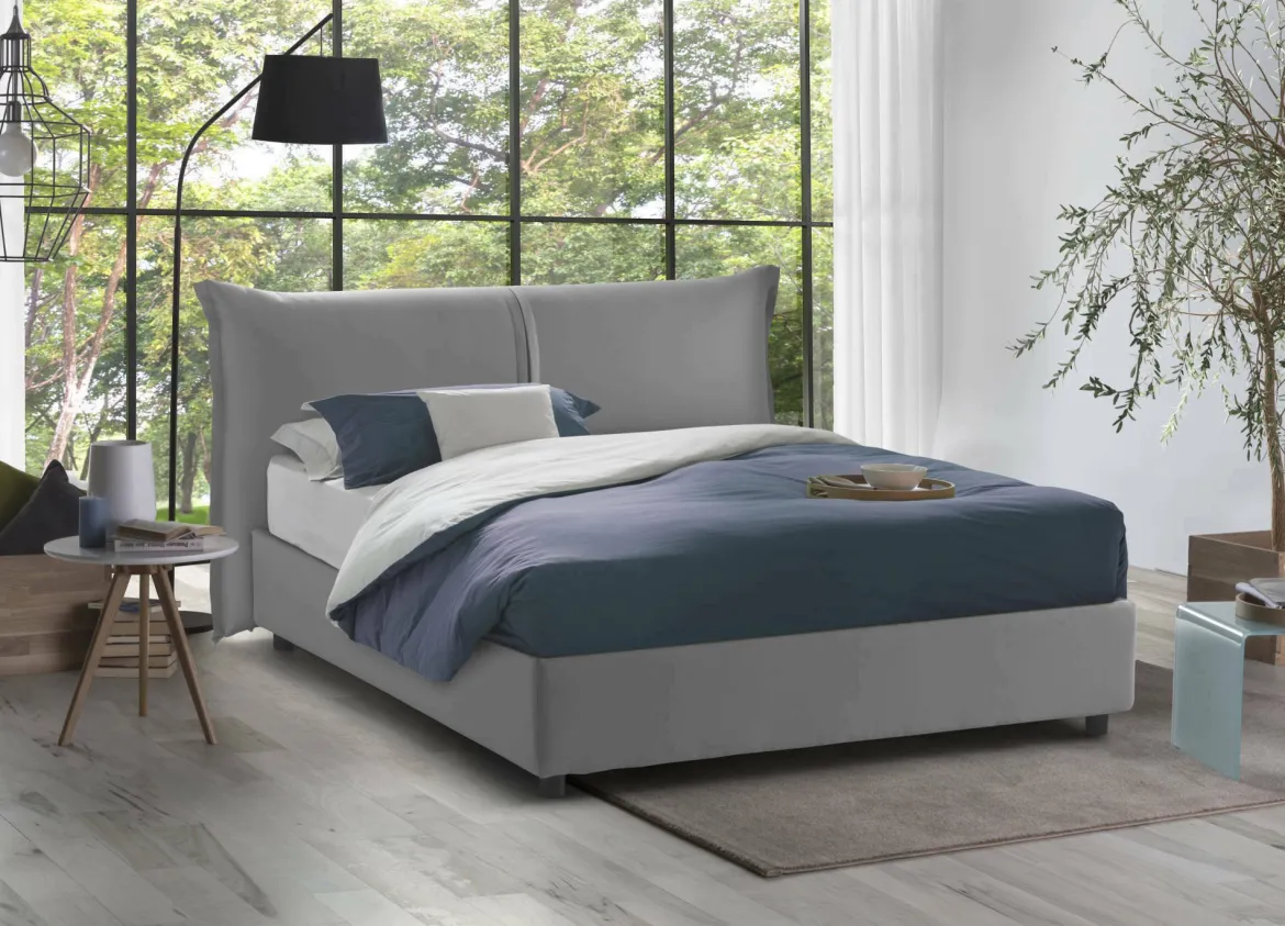 Letto matrimoniale contenitore grigio 180x220cm classico - Adi