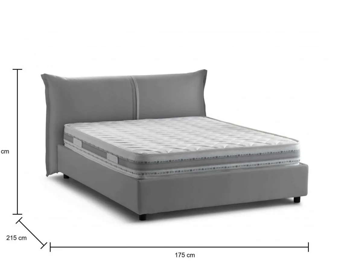 Letto matrimoniale contenitore grigio 180x220cm classico - Adi