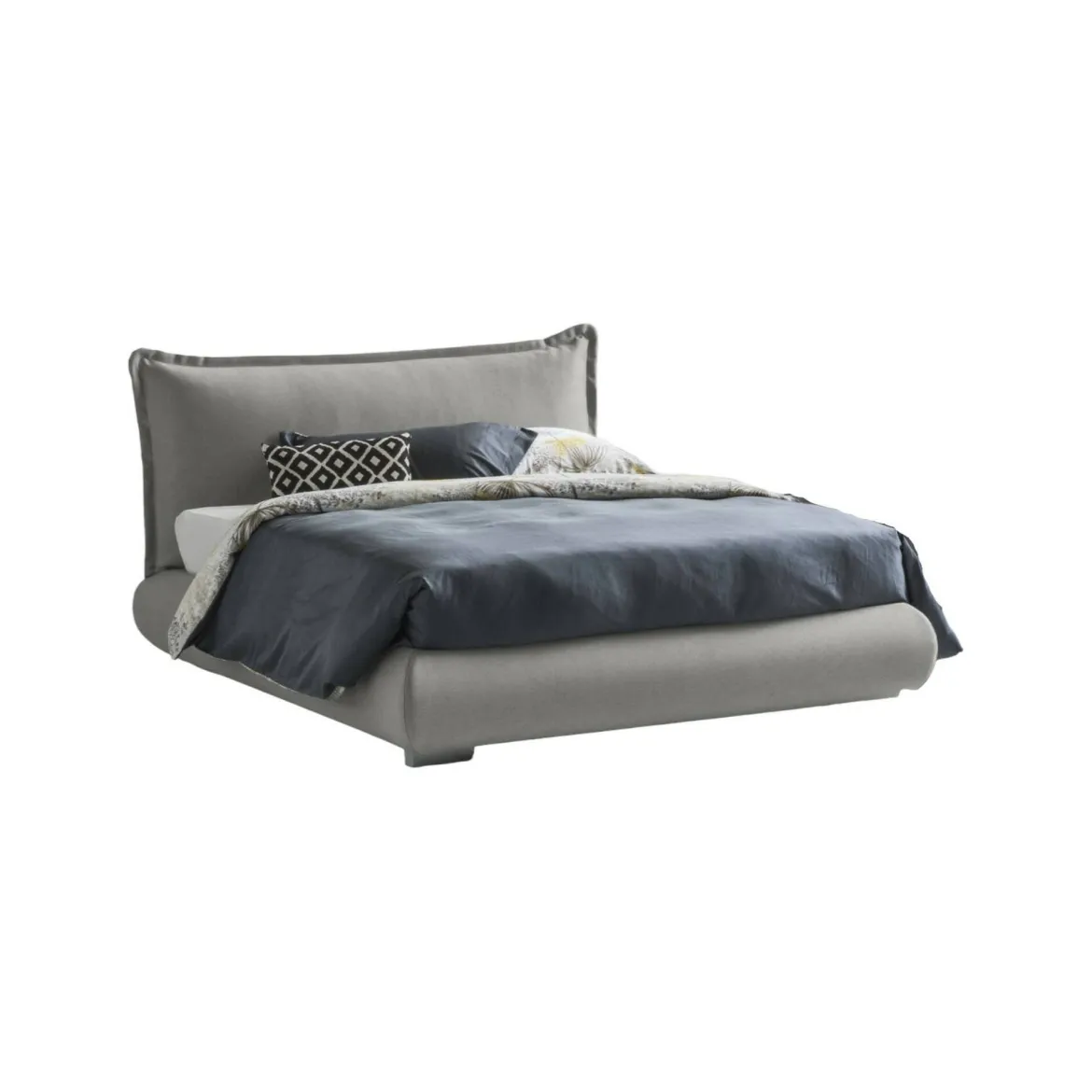 Letto matrimoniale contenitore grigio 180x220cm rivestito in tessuto - Geras