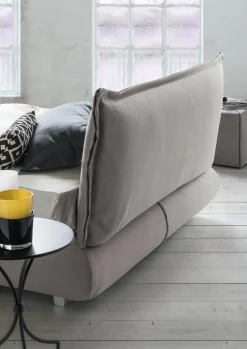 Letto matrimoniale contenitore grigio 180x220cm rivestito in tessuto - Geras