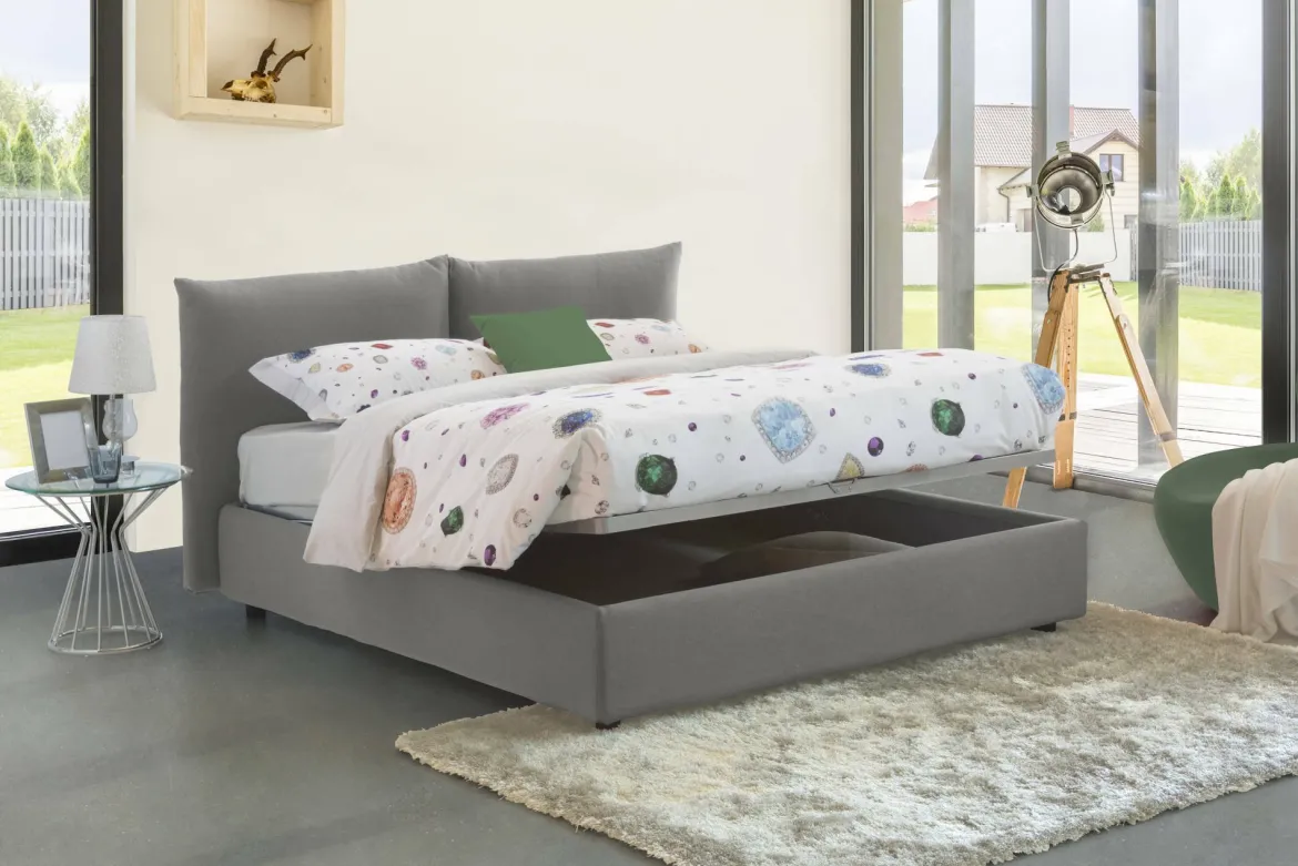 Letto matrimoniale contenitore rosso 175x205cm con materasso - Anassimene