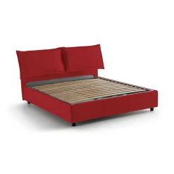 Letto matrimoniale contenitore rosso 175x205cm testiera imbottita - Amelinda