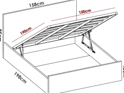 Letto matrimoniale contenitore tortora 171x204cm imbottito - Albanio
