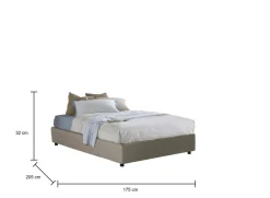 Letto matrimoniale contenitore tortora 175x205cm - Abul