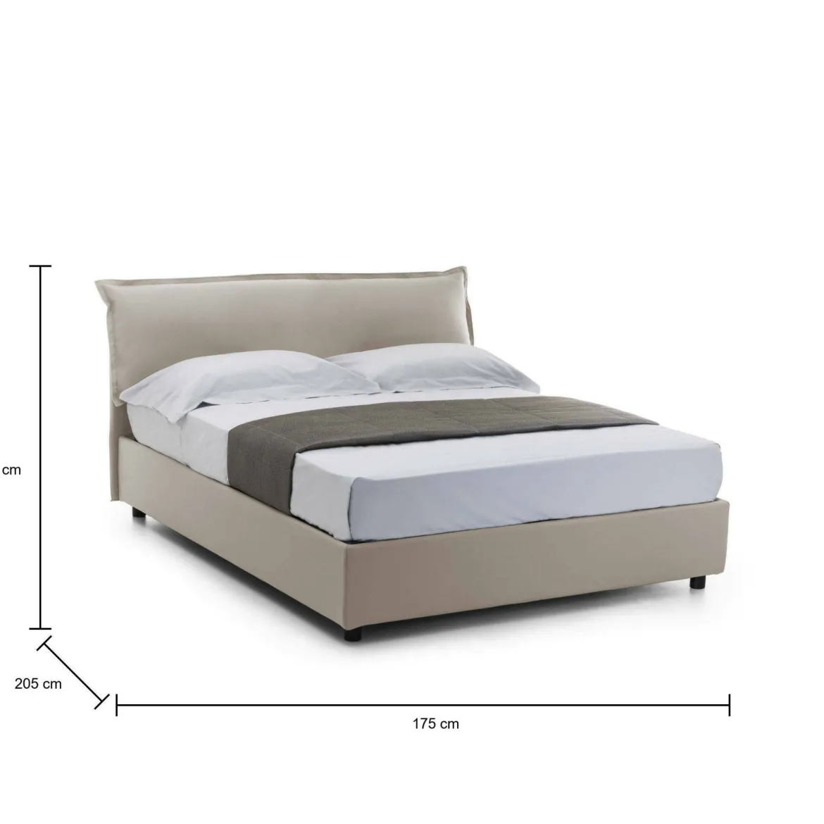 Letto matrimoniale contenitore tortora 175x205cm comodo - Almond