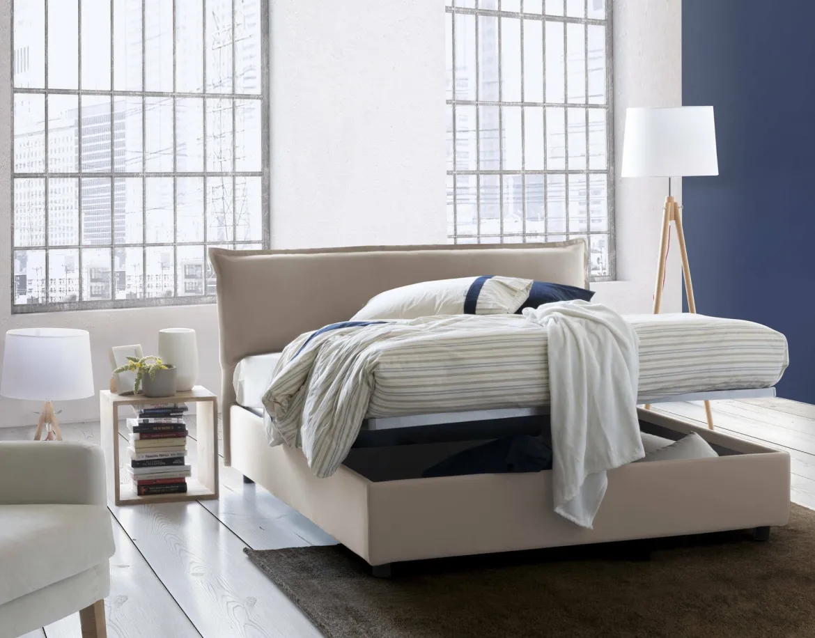Letto matrimoniale contenitore tortora 175x205cm comodo - Almond