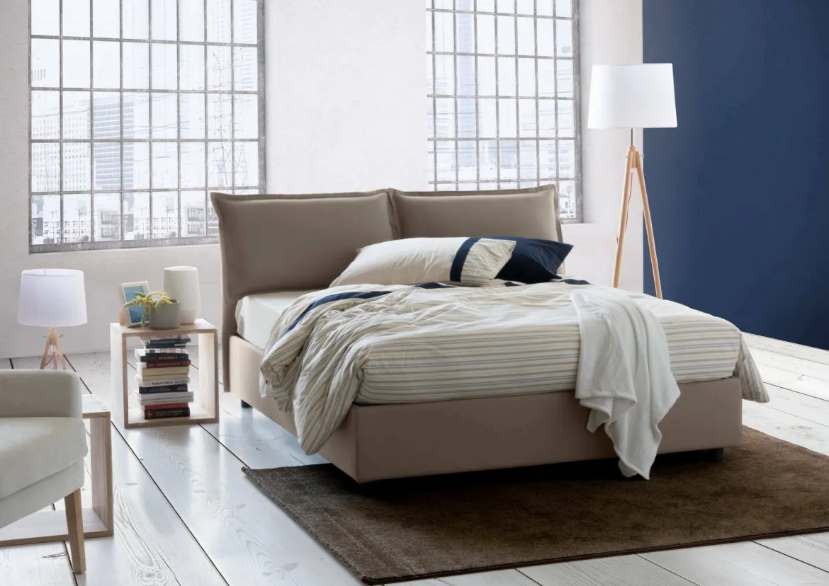 Letto matrimoniale contenitore tortora 175x205cm con materasso - Amelinda