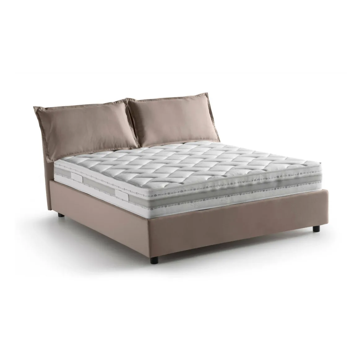 Letto matrimoniale contenitore tortora 175x205cm con materasso - Amelinda