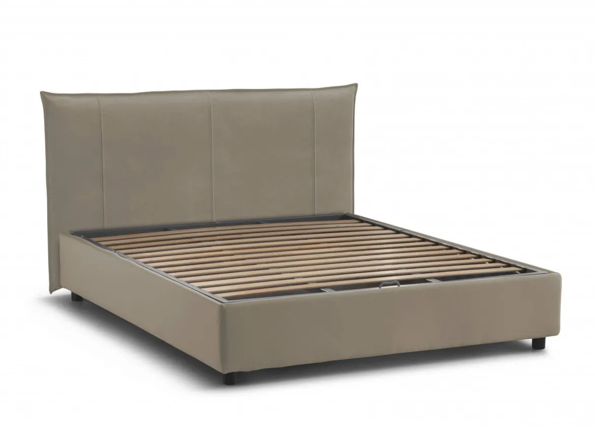 Letto matrimoniale contenitore tortora 175x205cm elegante - Akasha