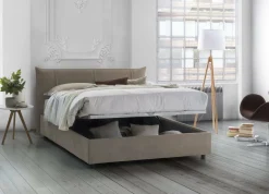 Letto matrimoniale contenitore tortora 175x205cm elegante - Akasha