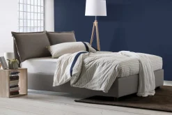 Letto matrimoniale contenitore tortora 175x205cm rivestimento in ecopelle - Hanoi