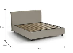 Letto matrimoniale contenitore tortora 175x205cm rivestimento in ecopelle - Scolecite