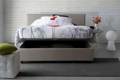 Letto matrimoniale contenitore tortora 175x205cm rivestimento lavabile - Anassimene