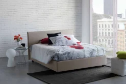 Letto matrimoniale contenitore tortora 175x205cm salvaspazio - Akio