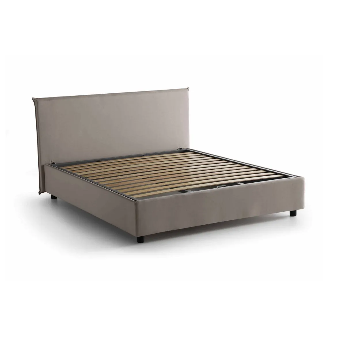 Letto matrimoniale contenitore tortora 175x205cm salvaspazio - Akio