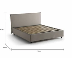 Letto matrimoniale contenitore tortora 175x205cm salvaspazio - Akio