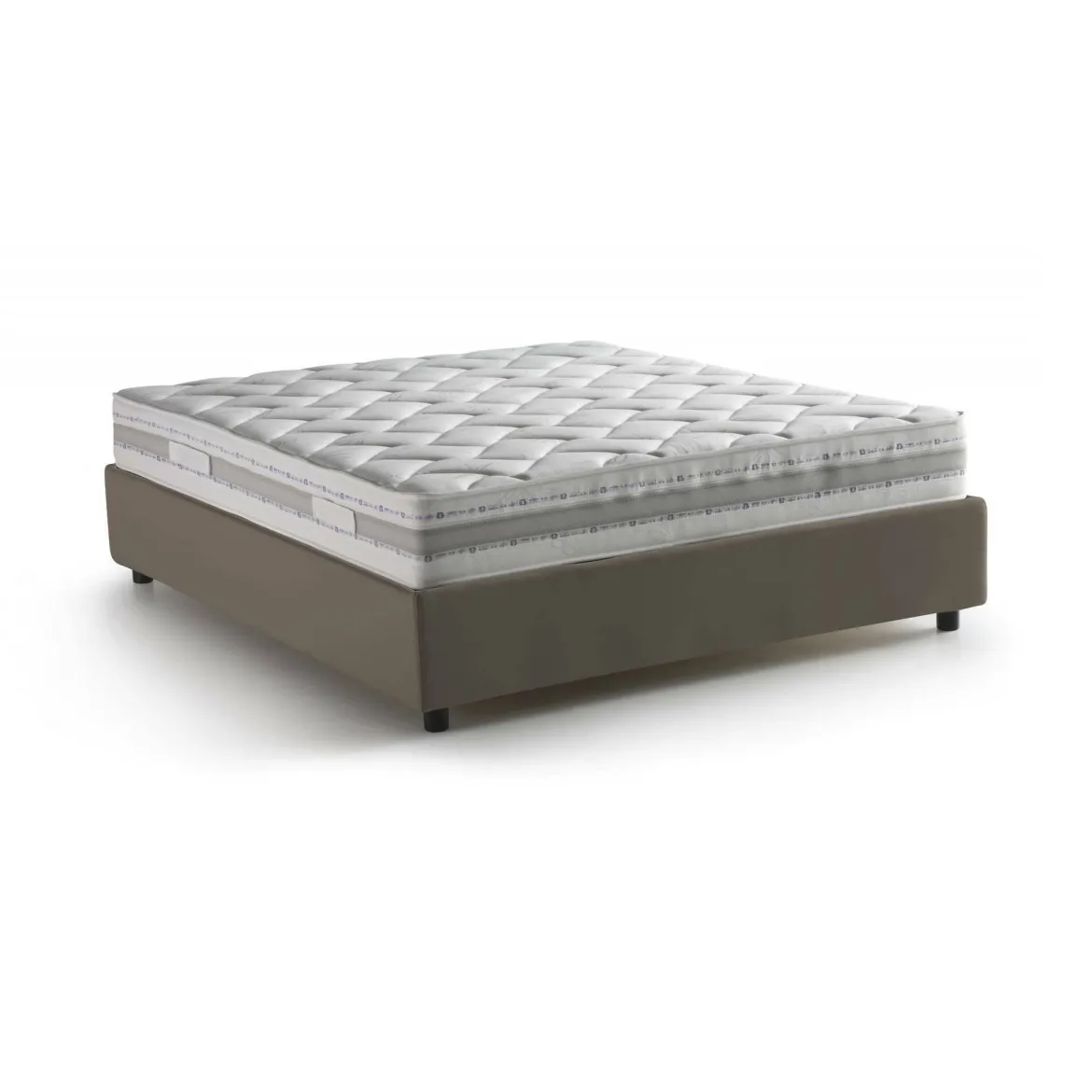 Letto matrimoniale contenitore tortora 175x205cm sfoderabile - Adelfia