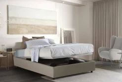 Letto matrimoniale contenitore tortora 175x205cm sfoderabile - Adelfia