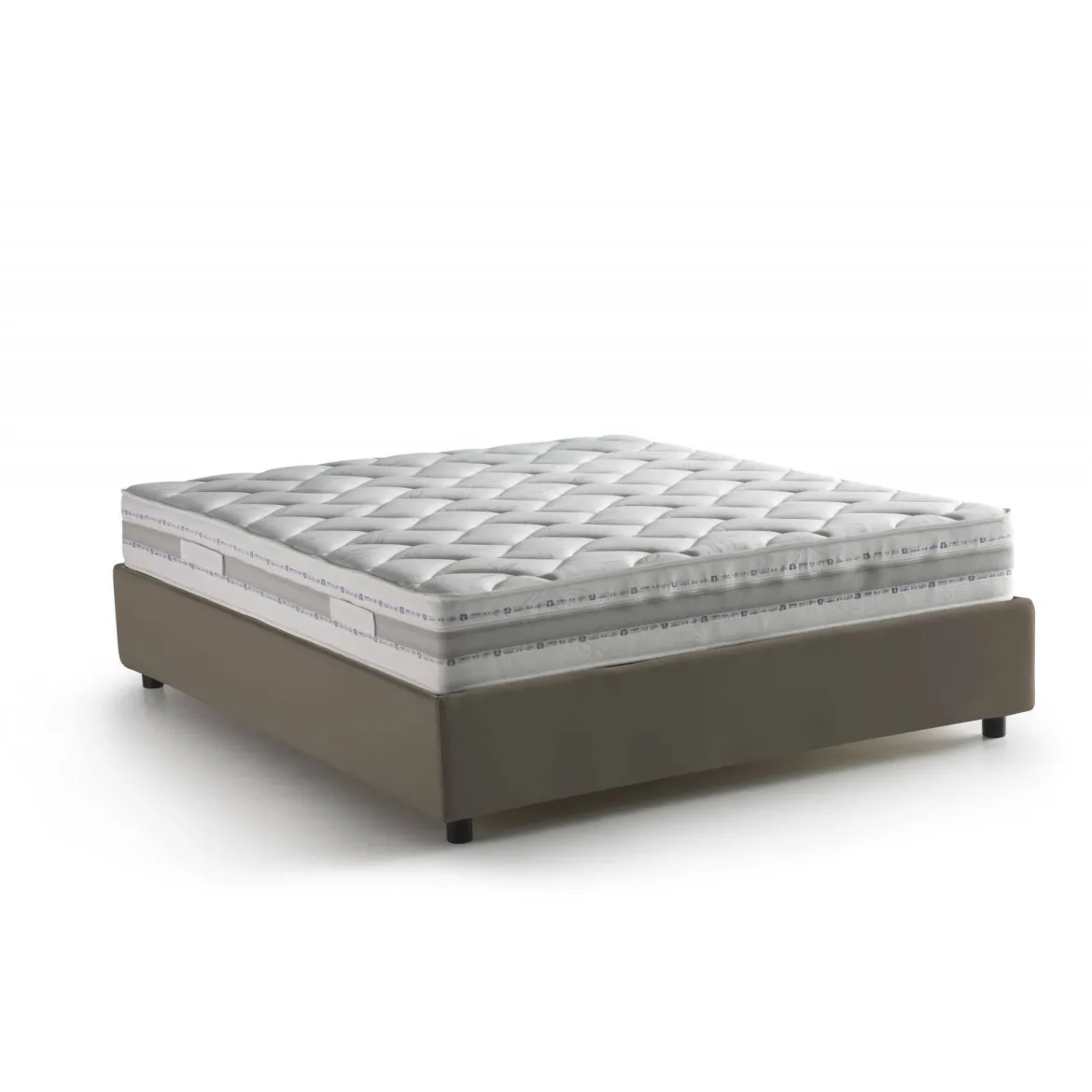 Letto matrimoniale contenitore tortora 175x215cm con materasso - Amy