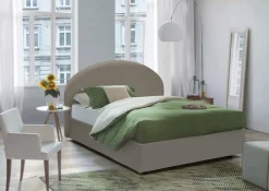 Letto matrimoniale contenitore tortora 175x215cm con testiera arrotondata - Ayur