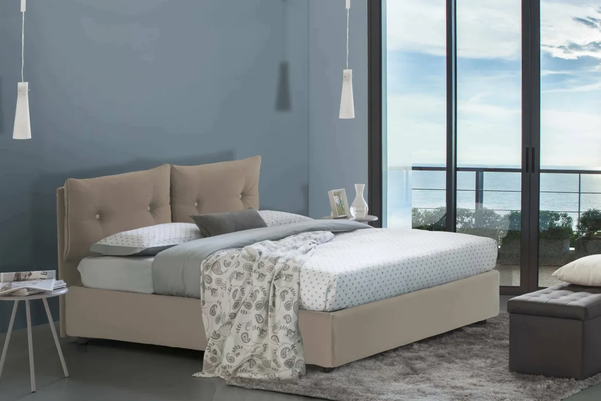Letto matrimoniale contenitore tortora 175x215cm elegante - Alborella