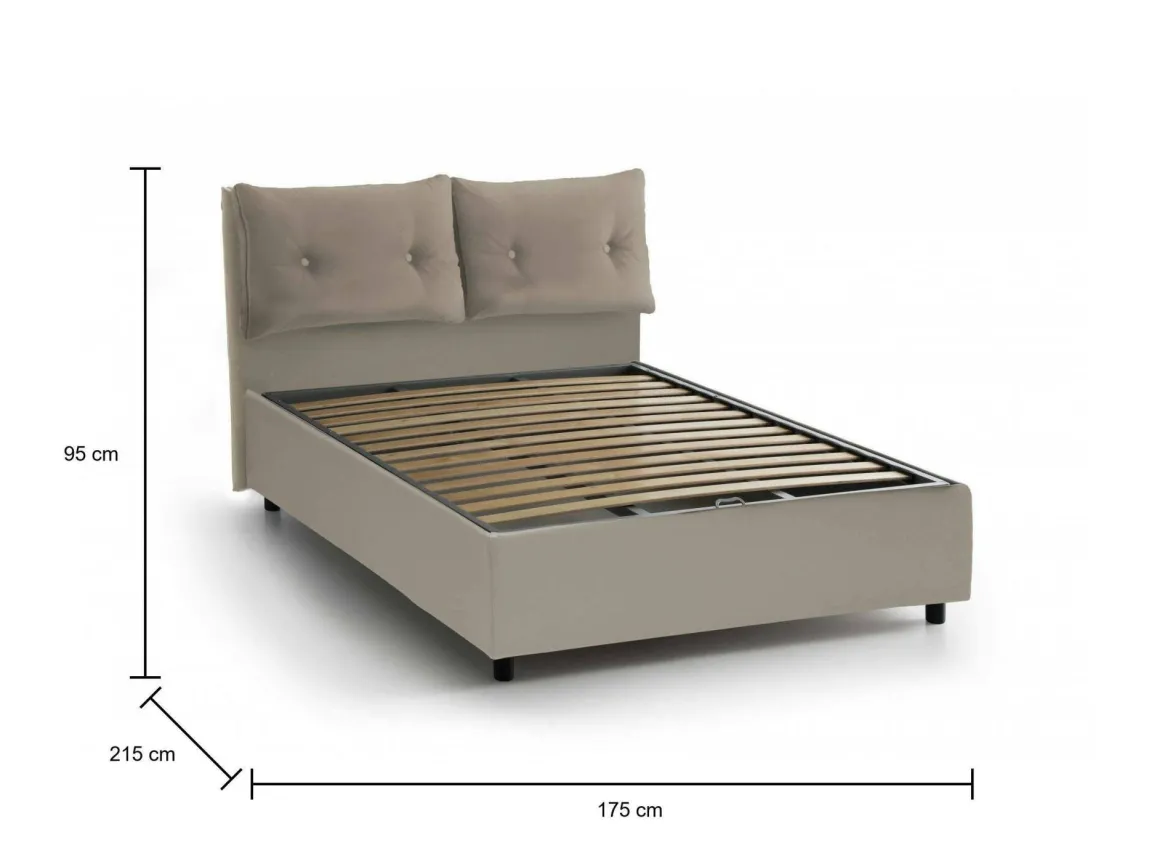 Letto matrimoniale contenitore tortora 175x215cm elegante - Alborella