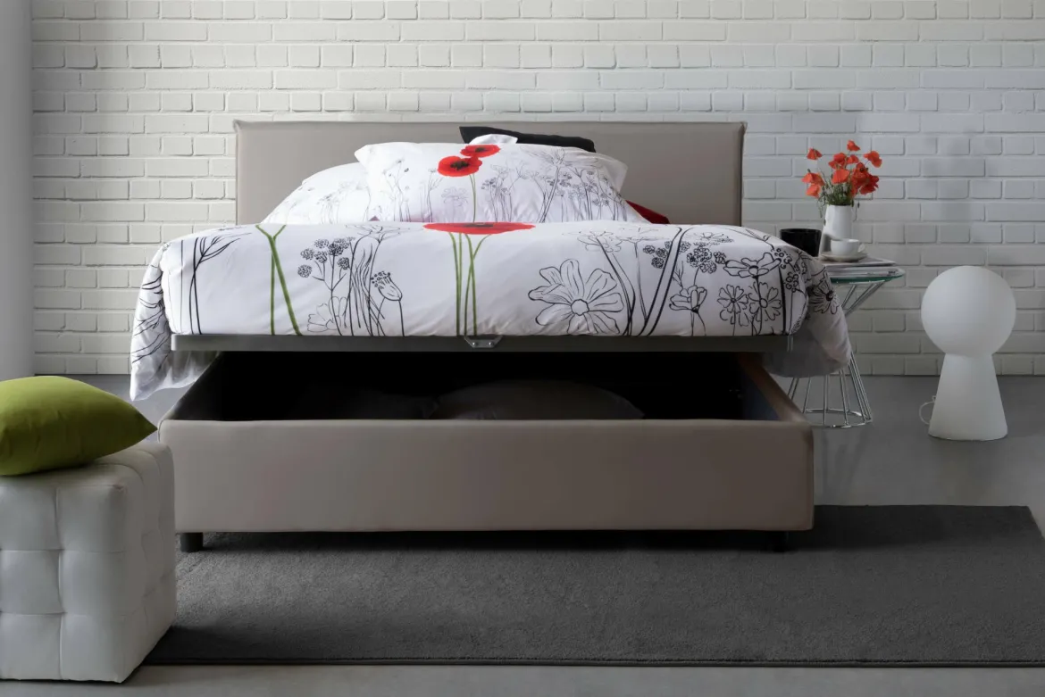 Letto matrimoniale contenitore tortora 175x215cm moderno - Arcan