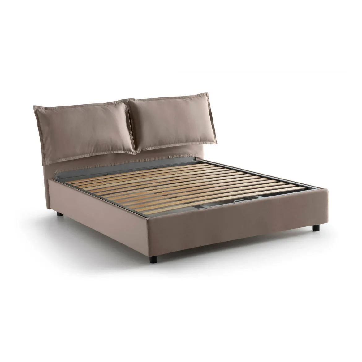 Letto matrimoniale contenitore tortora 175x215cm rivestimento in ecopelle - Aylyn