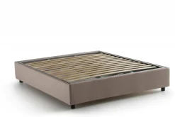 Letto matrimoniale contenitore tortora 175x215cm rivestito in ecopelle - Acrab