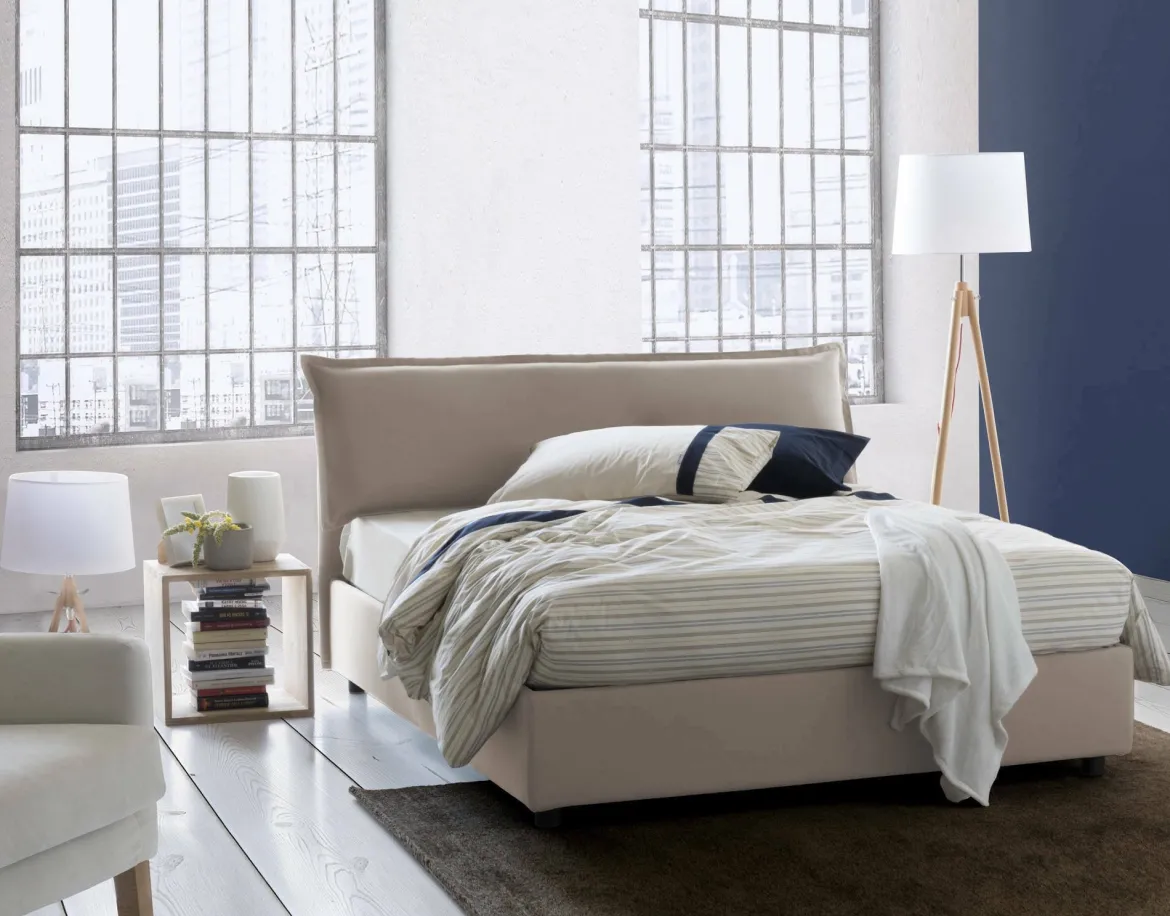 Letto matrimoniale contenitore tortora 175x215cm stabile - Apaia