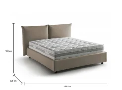 Letto matrimoniale contenitore tortora 190x225cm rivestito in tessuto - Aghineo