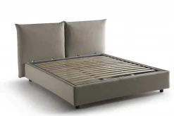 Letto matrimoniale contenitore tortora 190x225cm rivestito in tessuto - Aghineo