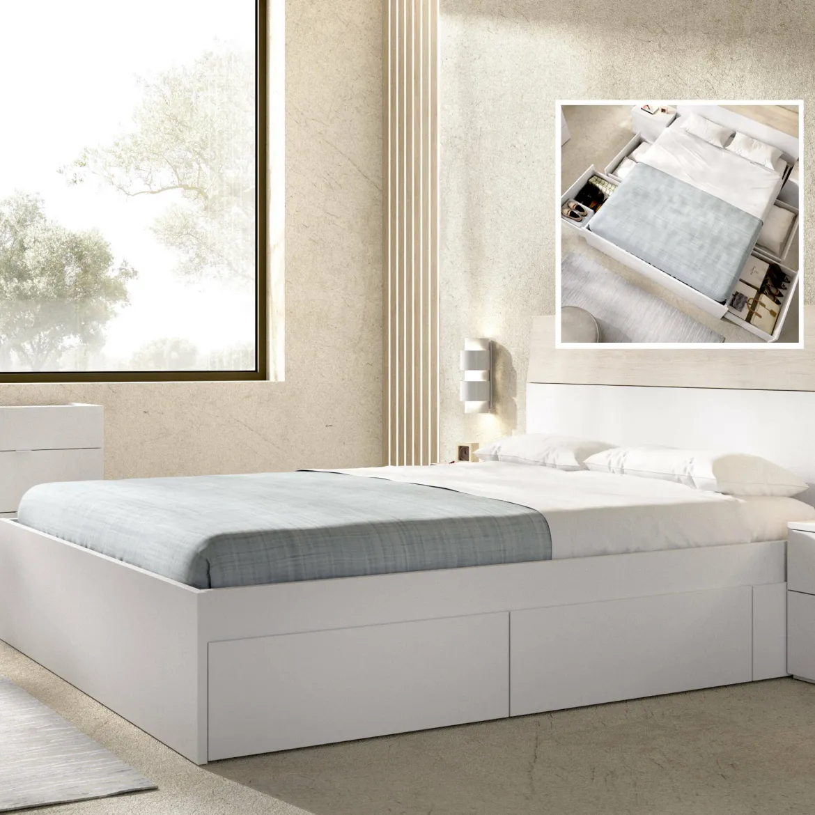 Letto matrimoniale economico bianco 205x266cm - Marika