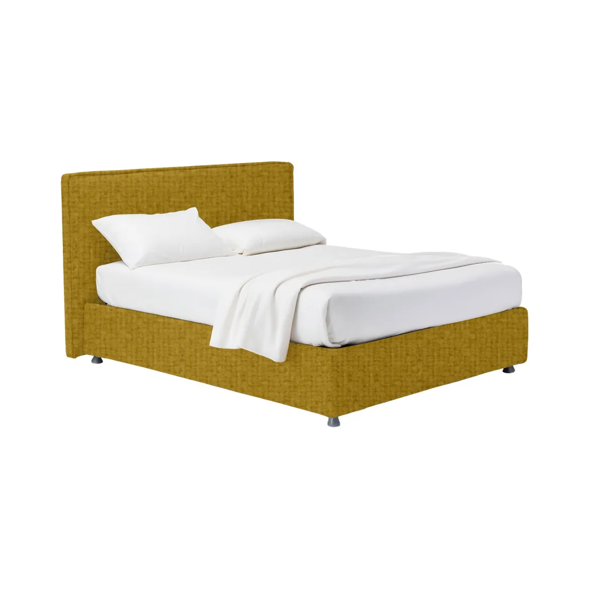 Letto Matrimoniale Giallo Ocra Sfoderabile Contenitore, Dimensione Materasso 160x190 cm - Fasanella