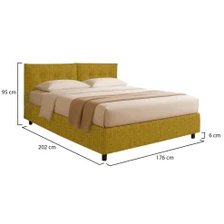 Letto Matrimoniale Giallo Ocra Sfoderabile Contenitore, Dimensione Materasso 160x190 cm - Lioni