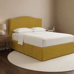 Letto Matrimoniale Giallo Ocra Sfoderabile Contenitore, Dimensione Materasso 160x200 cm - Orgiano