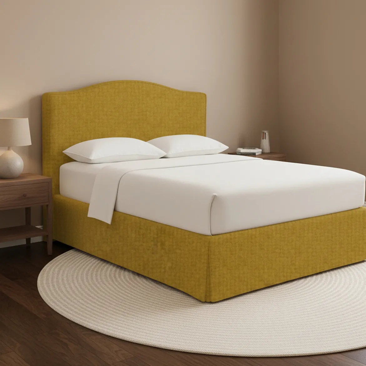 Letto Matrimoniale Giallo Ocra Sfoderabile Contenitore, Dimensione Materasso 160x200 cm - Orgiano