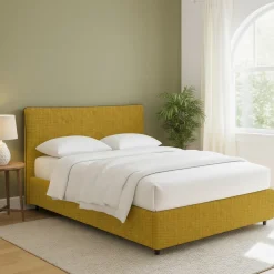Letto Matrimoniale Giallo Ocra Sfoderabile Contenitore, Dimensione Materasso 160x200 cm - Peia