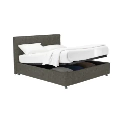 Letto Matrimoniale Grigio Antracite Sfoderabile Contenitore, Dimensione Materasso 160x190 cm Made in Italy - Fasanella