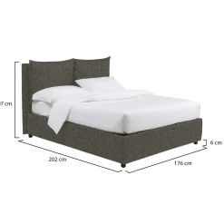 Letto Matrimoniale Grigio Antracite Sfoderabile Contenitore, Dimensione Materasso 160x190 cm Made in Italy - Riesi