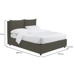 Letto Matrimoniale Grigio Antracite Sfoderabile Contenitore, Dimensione Materasso 160x200 cm Made in Italy - Davoli