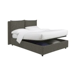 Letto Matrimoniale Grigio Antracite Sfoderabile Contenitore, Dimensione Materasso 160x200 cm Made in Italy - Davoli