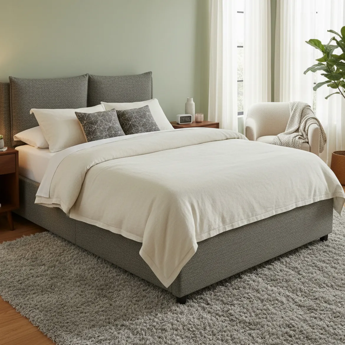 Letto Matrimoniale Grigio Cenere Sfoderabile Contenitore, Dimensione Materasso 160x190 cm - Soliera